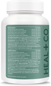 HEAL + CO. Super Mushroom Complex | Energy + Immune Support Supplement | 5 Potent Mushroom Extracts - Chaga + Lion’s Mane + Turkey Tail + Reishi + Cordyceps | 120 x 500 mg Capsules