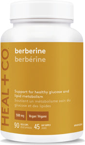 HEAL + CO. Berberine | Glucose + Lipid Metabolism Supplement | Healthy Blood Sugar Levels | 90 x 500 mg Capsules